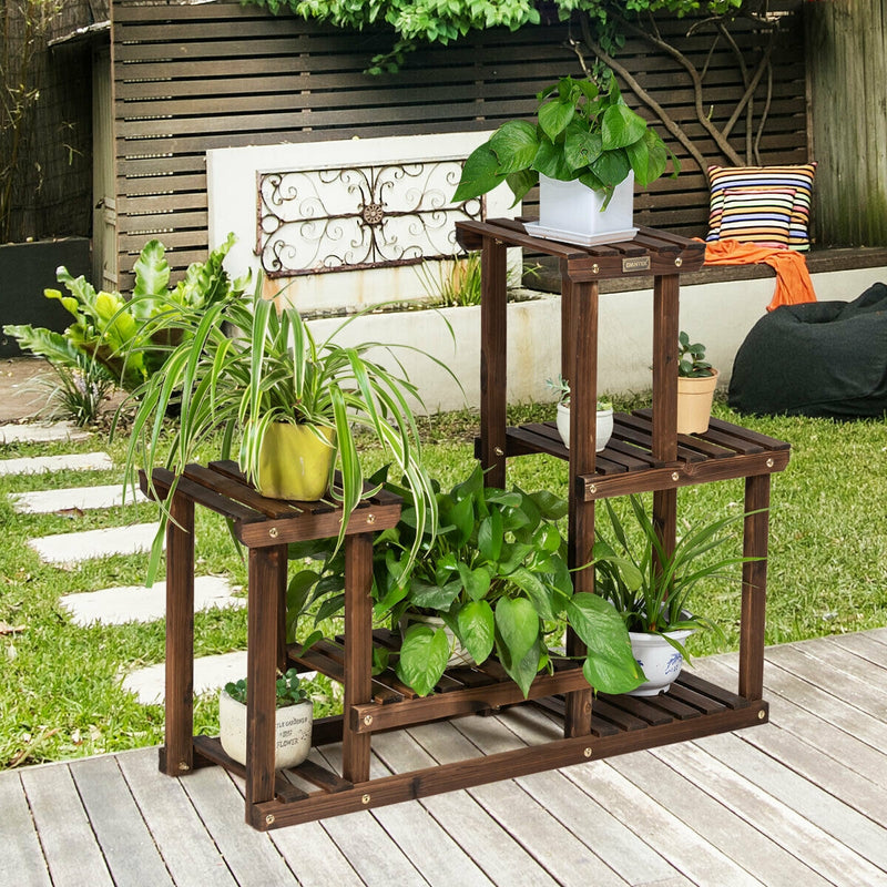 Solid Wood Plant Stand Multi-Tier Flower Pot Holder Indoor/Outdoor