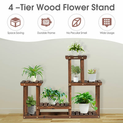 Solid Wood Plant Stand Multi-Tier Flower Pot Holder Indoor/Outdoor