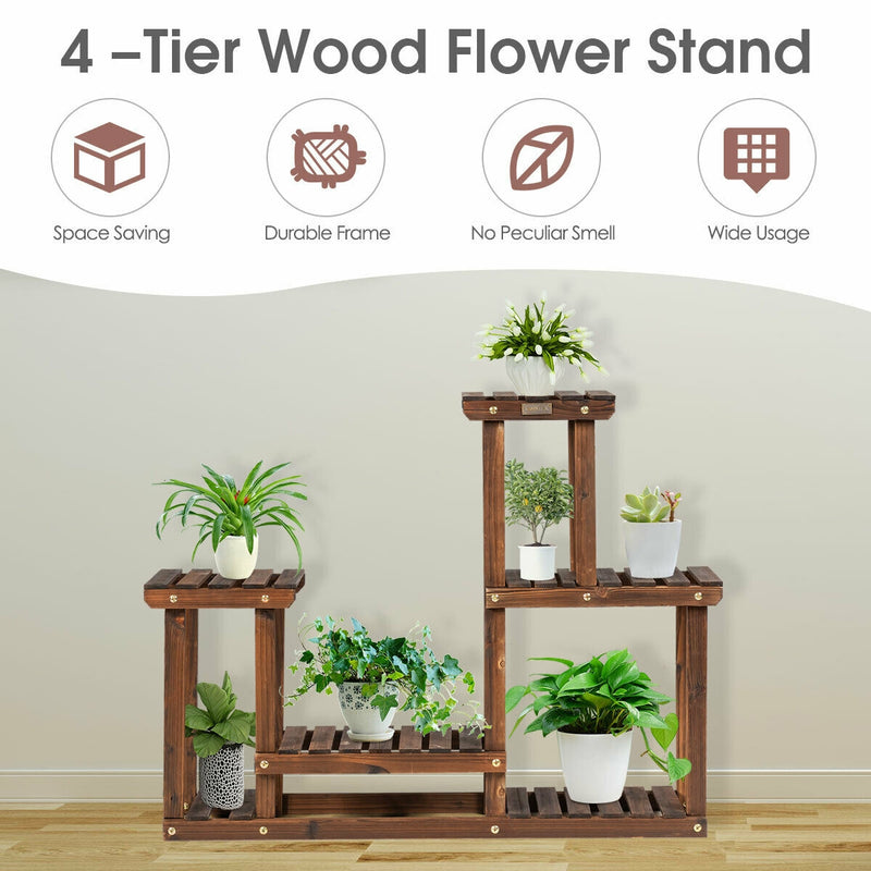 Solid Wood Plant Stand Multi-Tier Flower Pot Holder Indoor/Outdoor