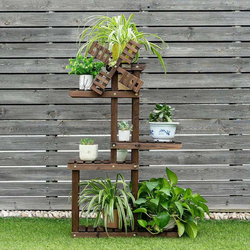 Wood Plant Stand 5 Tier Shelf Multiple Space-saving Rack