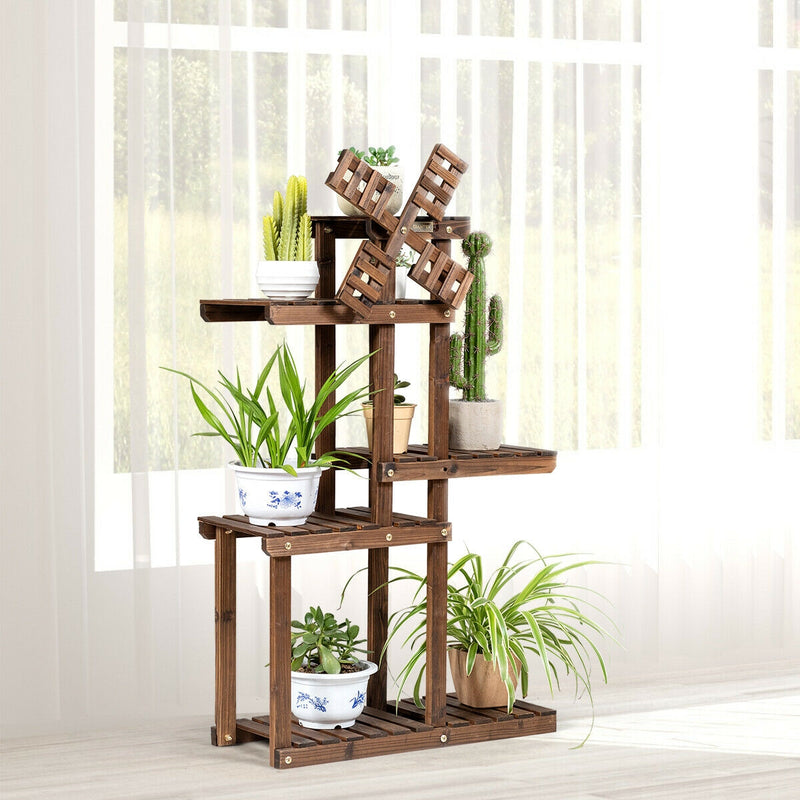 Wood Plant Stand 5 Tier Shelf Multiple Space-saving Rack