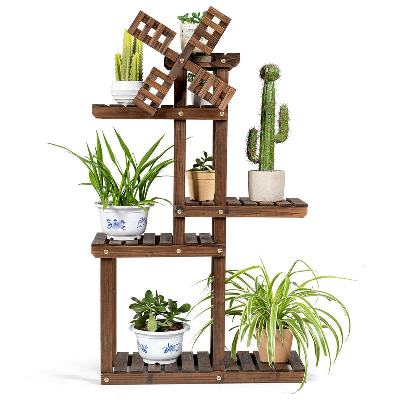 Wood Plant Stand 5 Tier Shelf Multiple Space-saving Rack