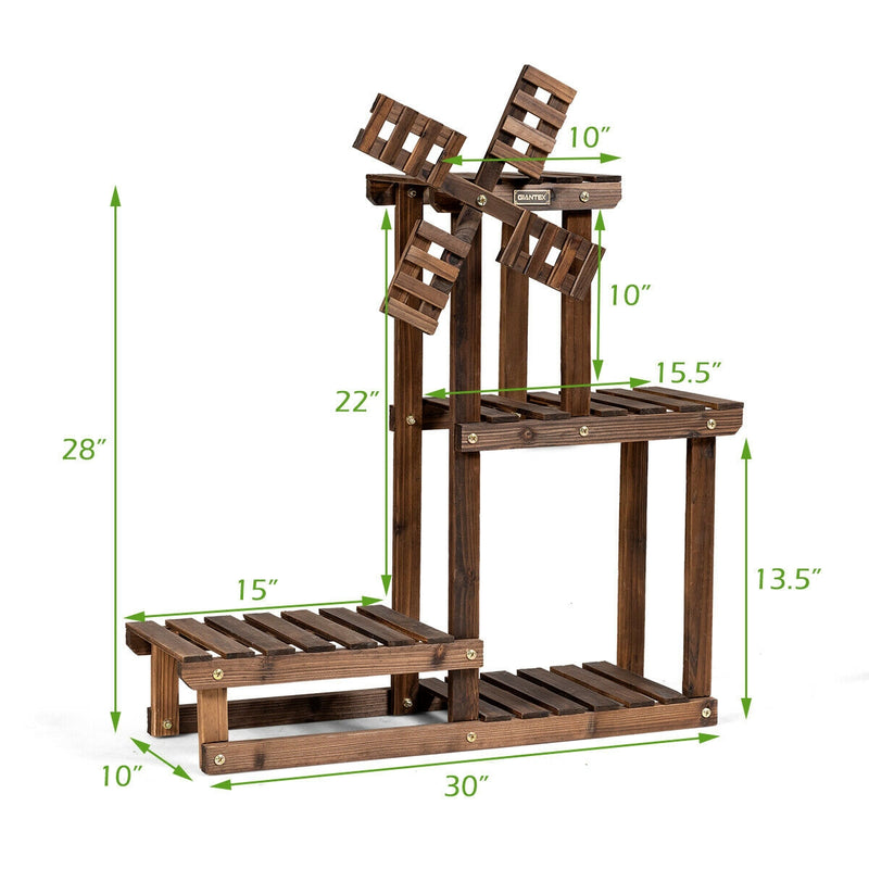 Wood Plant Stand 4 Tier Shelf Multiple Space-saving Rack