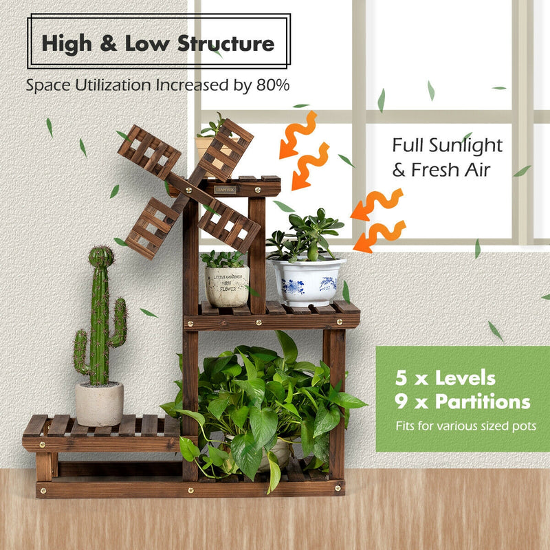 Wood Plant Stand 4 Tier Shelf Multiple Space-saving Rack