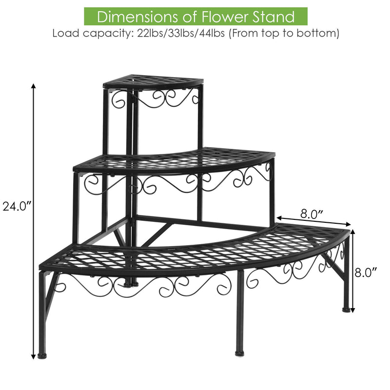 3-Tier Metal Corner Plant Display Rack