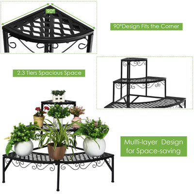 3-Tier Metal Corner Plant Display Rack