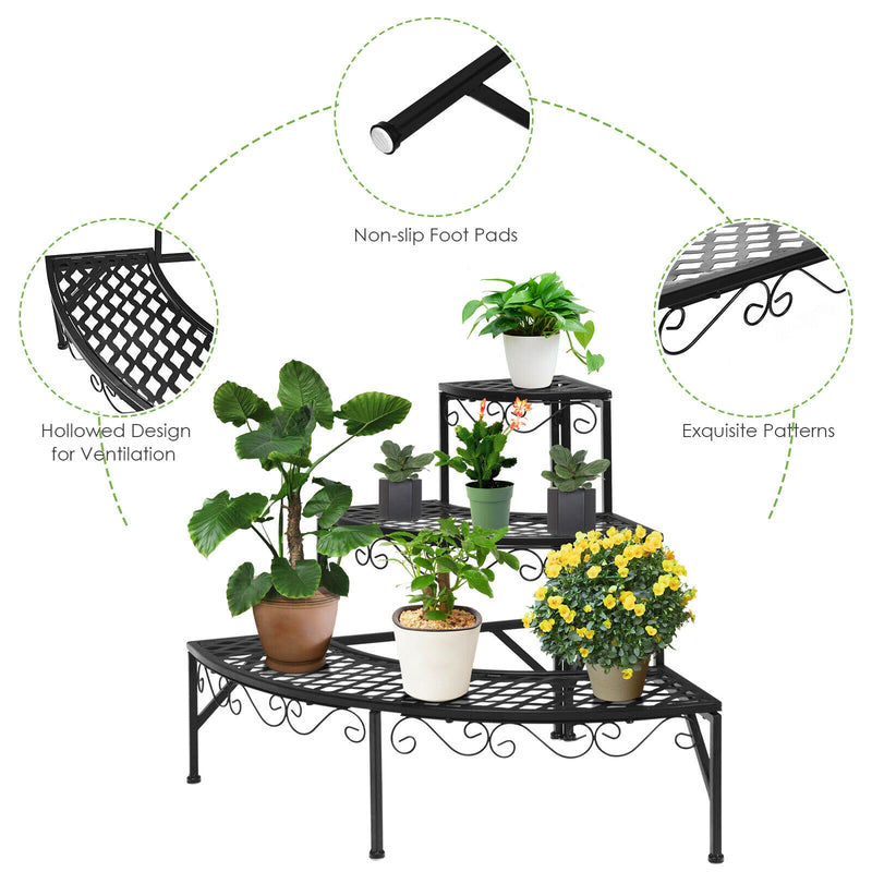 3-Tier Metal Corner Plant Display Rack