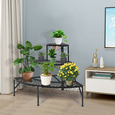 3-Tier Metal Corner Plant Display Rack