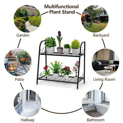 2-tier Patio Metal Plant Stand