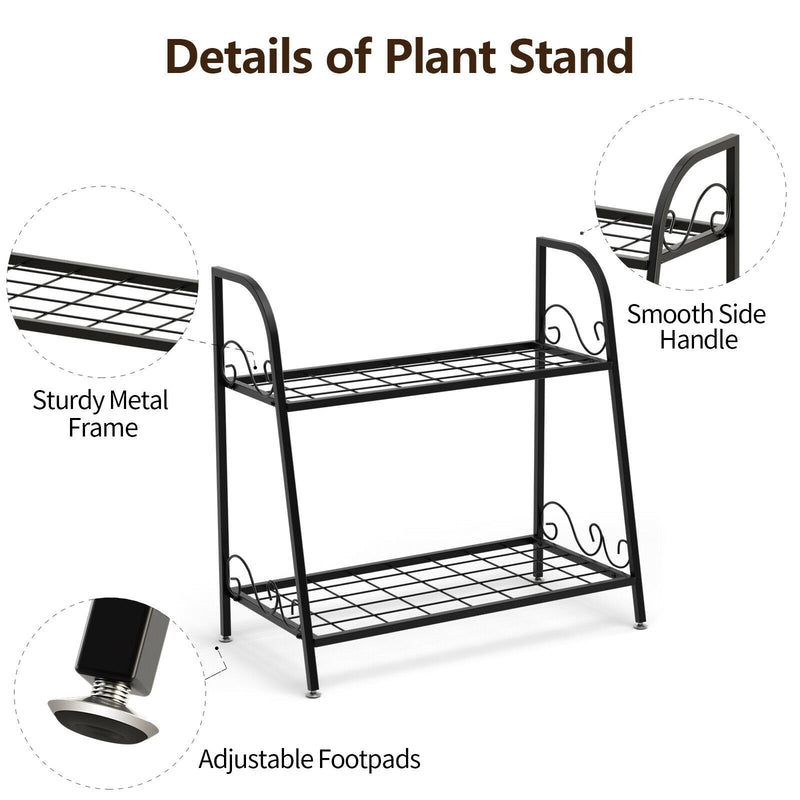 2-tier Patio Metal Plant Stand