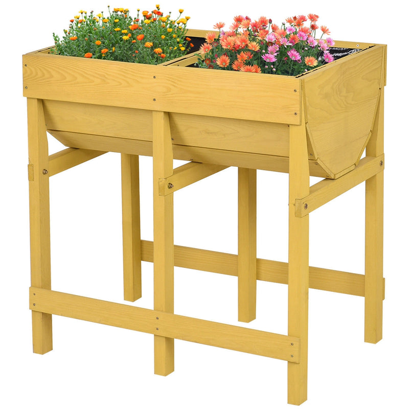 Raised Wooden Planter Vegetable Flower Bed with Liner