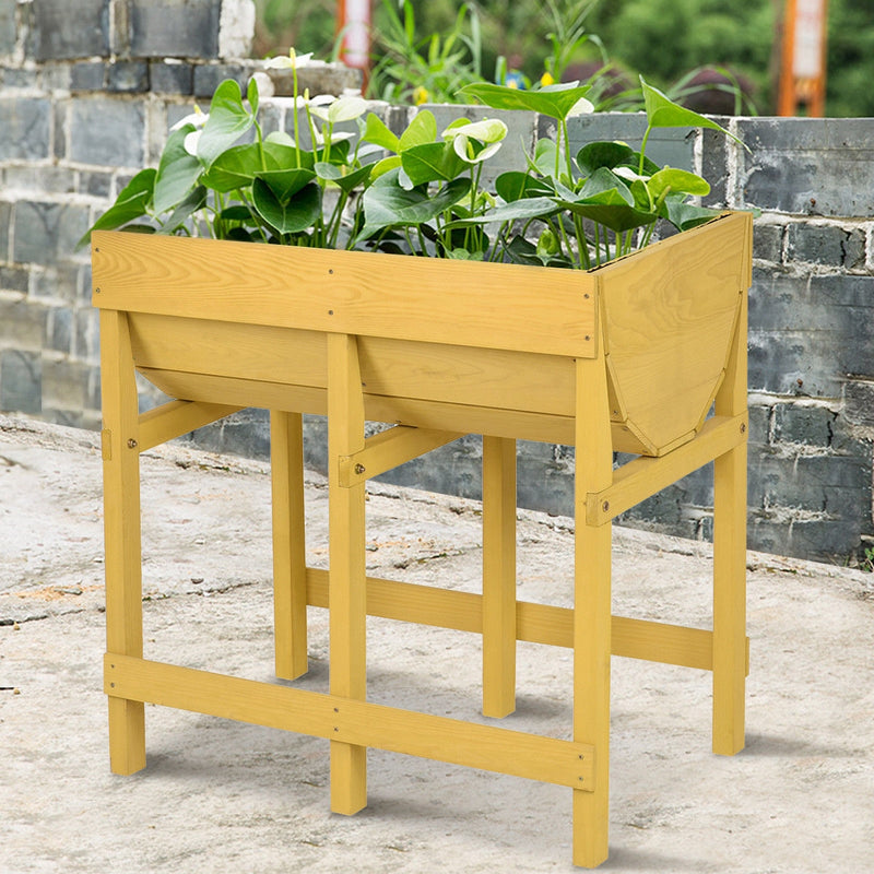 Raised Wooden Planter Vegetable Flower Bed with Liner