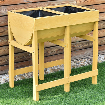 Raised Wooden Planter Vegetable Flower Bed with Liner