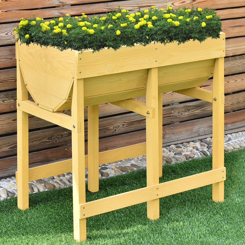 Raised Wooden Planter Vegetable Flower Bed with Liner