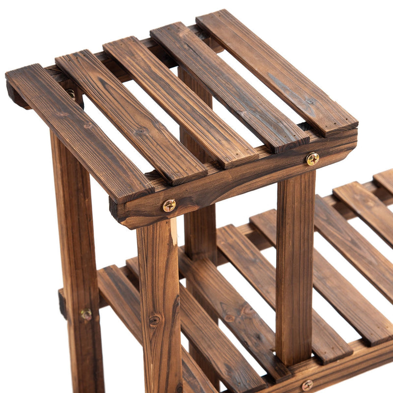 6 Tier Wooden Shelf Storage Plant Rack Stand