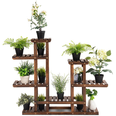 6 Tier Wooden Shelf Storage Plant Rack Stand