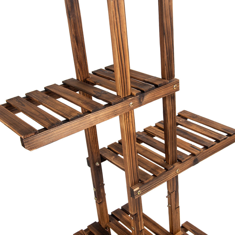 6 Tier Garden Wooden Shelf Storage Plant Rack Stand