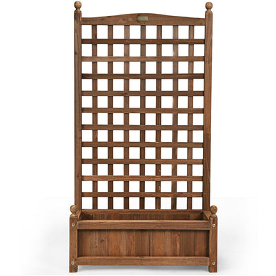 Weather-resistant Outdoor Solid Wood Planter Box with Trellis