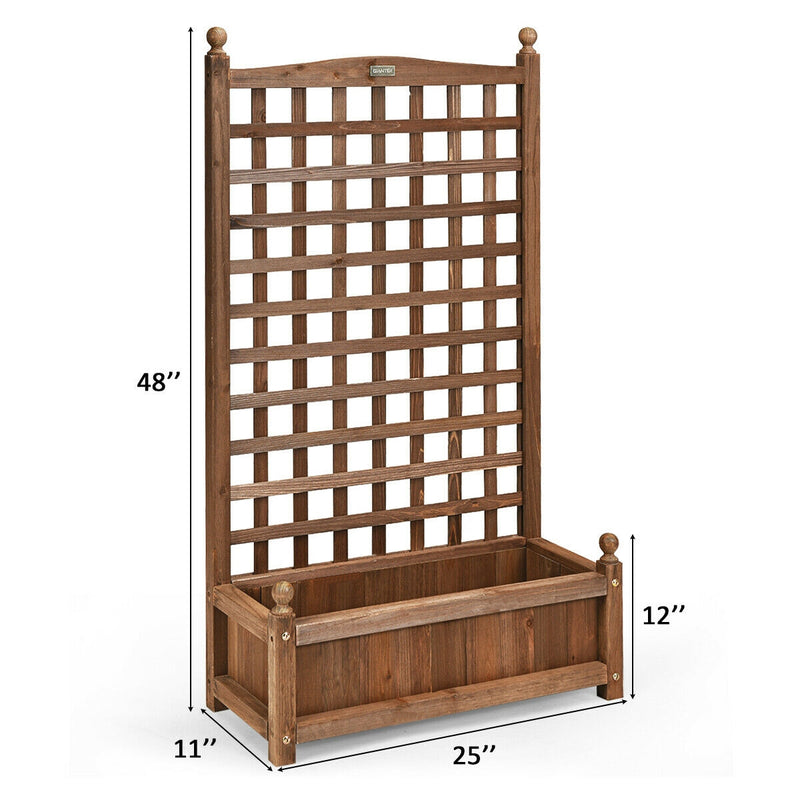 Solid Wood Planter Box with Trellis Weather-resistant Outdoor