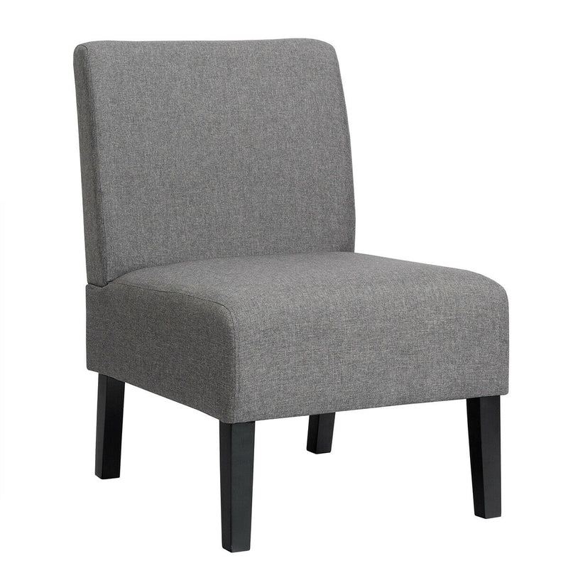 Armless Accent Chair with Rubber Wood Legs