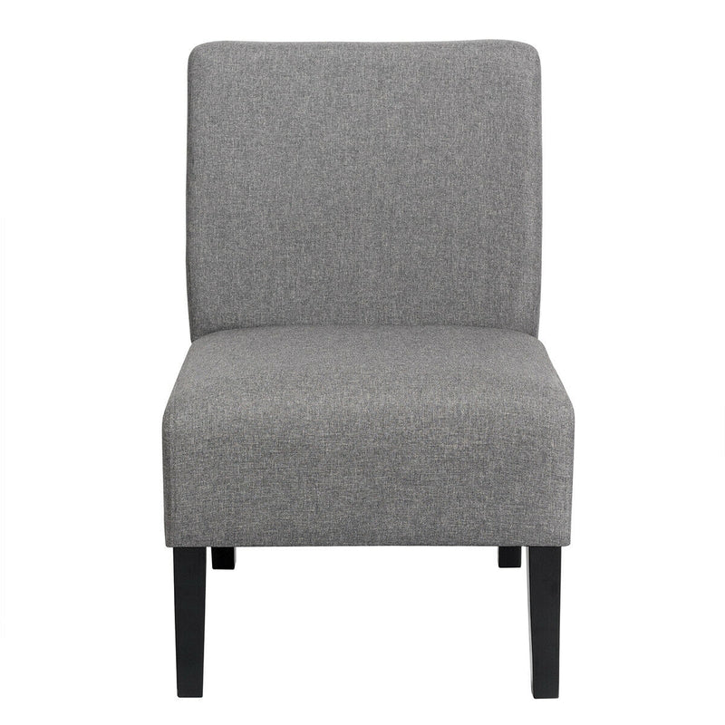 Armless Accent Chair with Rubber Wood Legs