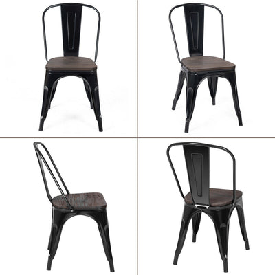 18 Inch Height Set of 4 Stackable Style Metal Wood Dining Chair