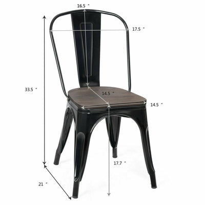 18 Inch Height Set of 4 Stackable Style Metal Wood Dining Chair