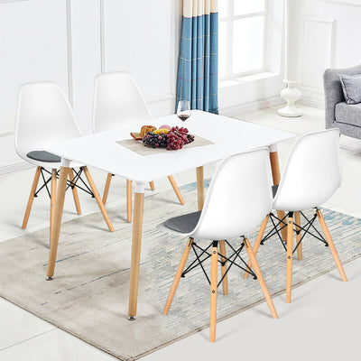 4 Pcs Modern Mid Century Armless Side Chair with Linen Cushion and Wood Legs