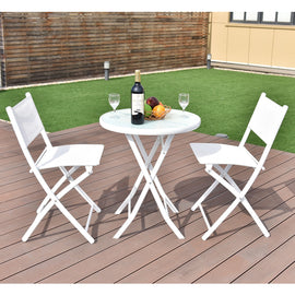 3 Pieces Patio Folding Bistro Set for Balcony or Outdoor Space