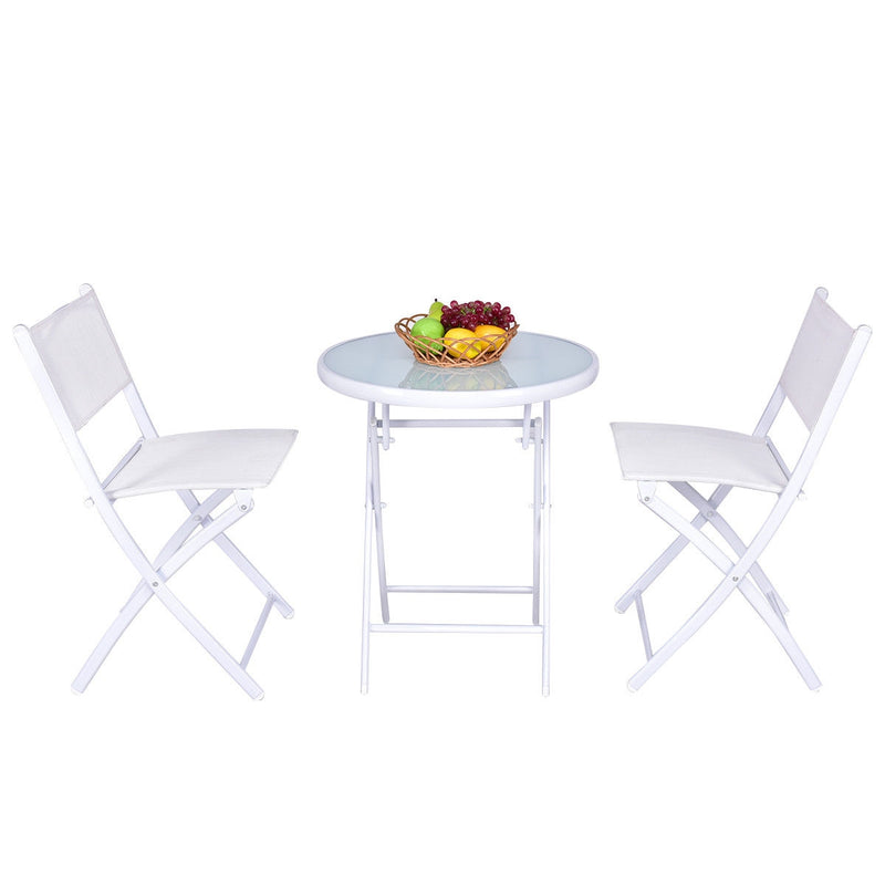 3 Pieces Patio Folding Bistro Set for Balcony or Outdoor Space