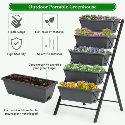 4 ft Vertical Raised Garden Bed with 5 Tiers for Patio Balcony Flower Herb