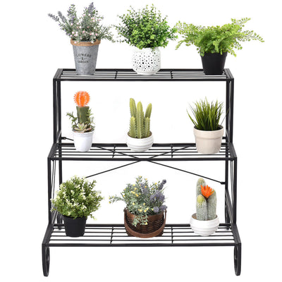 3 Tier Outdoor Metal Garden Planter Holder Shelf