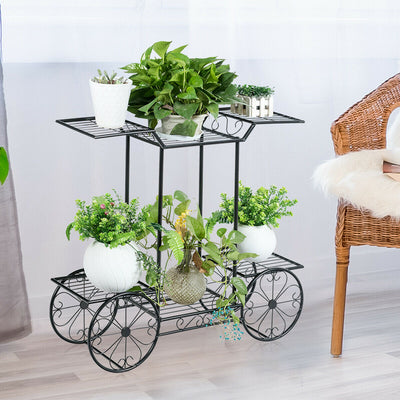 6-Tier Garden Cart Flower Rack Display Decor Pot Plant Holder