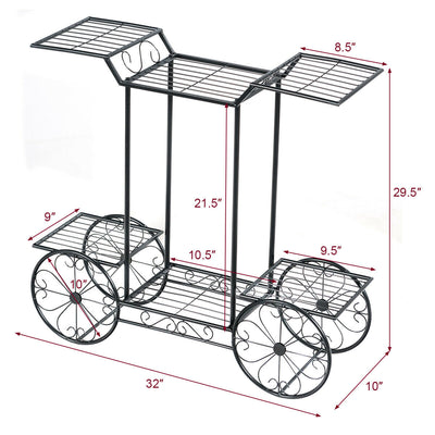 6-Tier Garden Cart Flower Rack Display Decor Pot Plant Holder