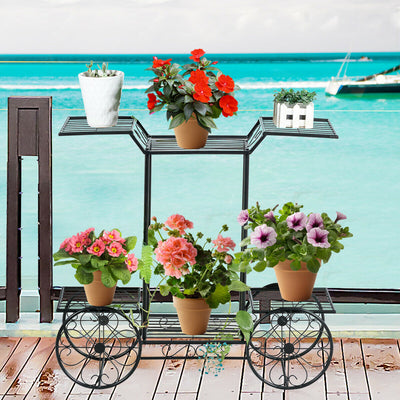 6-Tier Garden Cart Flower Rack Display Decor Pot Plant Holder