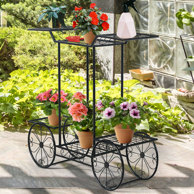 6-Tier Garden Cart Flower Rack Display Decor Pot Plant Holder