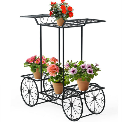 6-Tier Garden Cart Flower Rack Display Decor Pot Plant Holder