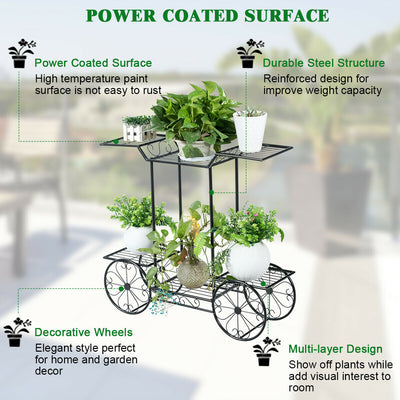 6-Tier Garden Cart Flower Rack Display Decor Pot Plant Holder