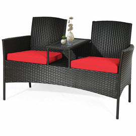 Modern Patio Set with Built-in Coffee Table and Cushions