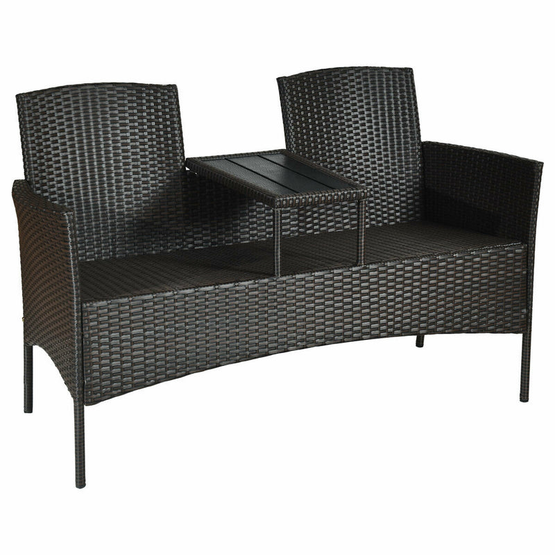 Modern Patio Set with Built-in Coffee Table and Cushions