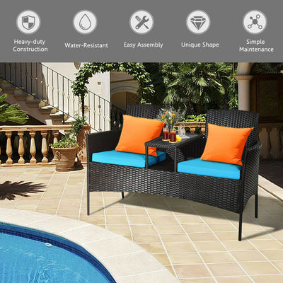 Modern Patio Set with Built-in Coffee Table and Cushions