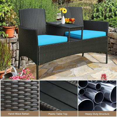 Modern Patio Set with Built-in Coffee Table and Cushions