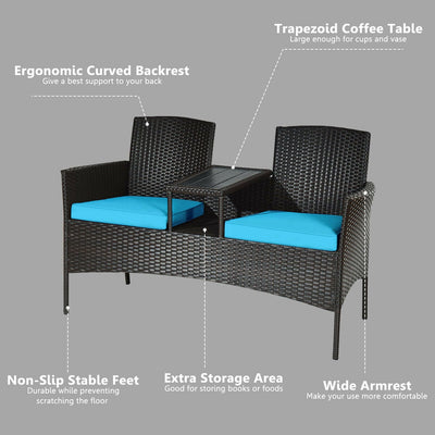 Modern Patio Set with Built-in Coffee Table and Cushions