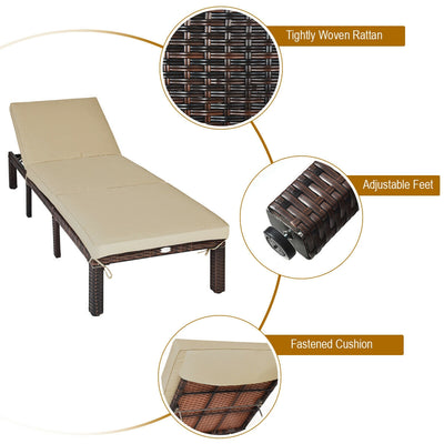 Outdoor Rattan Adjustable Cushioned Chaise