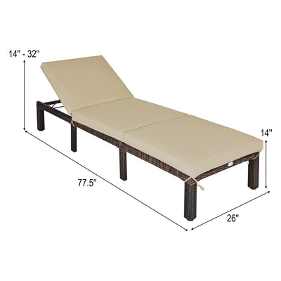 Adjustable 6-Position Chaise Lounge Chair with Removable Cushion