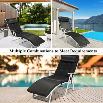 Folding 7-position Lounge Chair with Detachable Headrest and Cushion