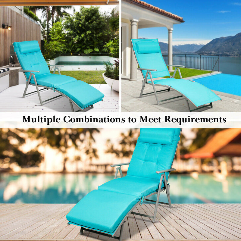 Folding 7-position Lounge Chair with Detachable Headrest and Cushion