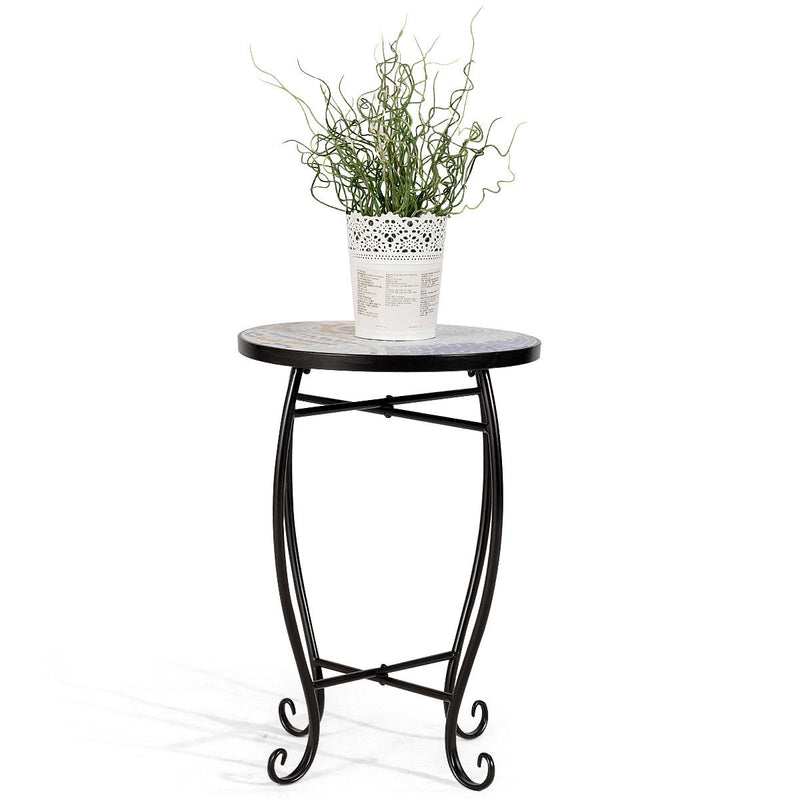 Outdoor Indoor Steel Accent Plant Stand Cobalt Table