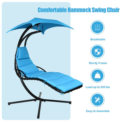 Hanging Stand Chaise Lounger Swing Chair with Pillow