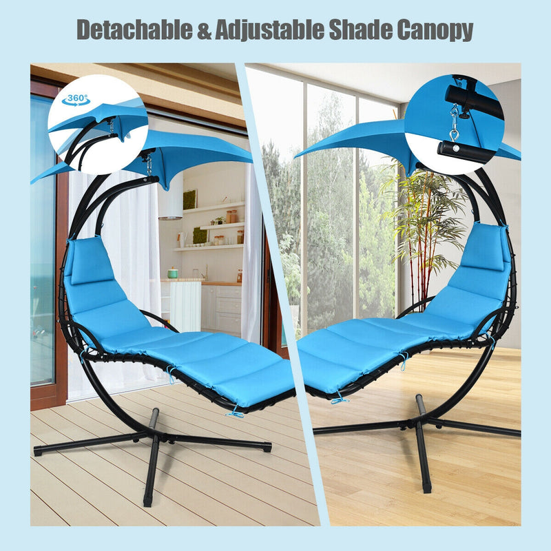 Hanging Stand Chaise Lounger Swing Chair with Pillow